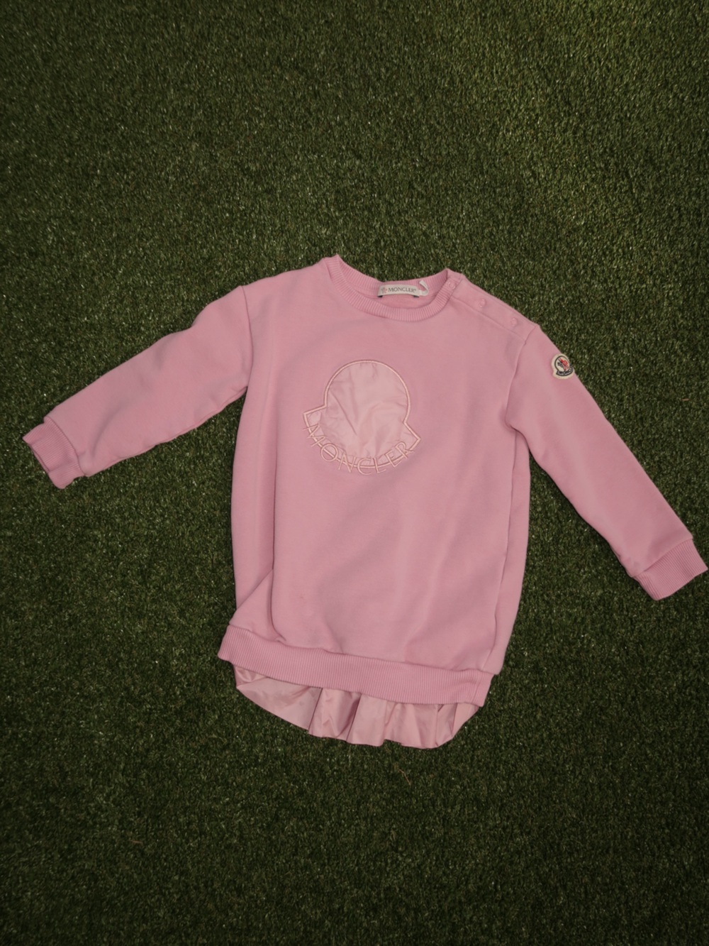 Moncler Pink Logo Ruffle-Hem Sweatshirt